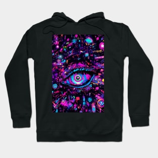 Neon eye closeup abstract art Hoodie